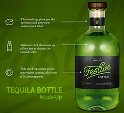 龙舌兰酒瓶身品牌标签展示模型：Tequila Bottle Mock-Up